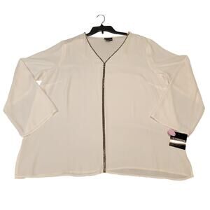Liz Claiborne Top Womens‎ Plus XXL Sequined Long Sleeve Chiffon Blouse NWT